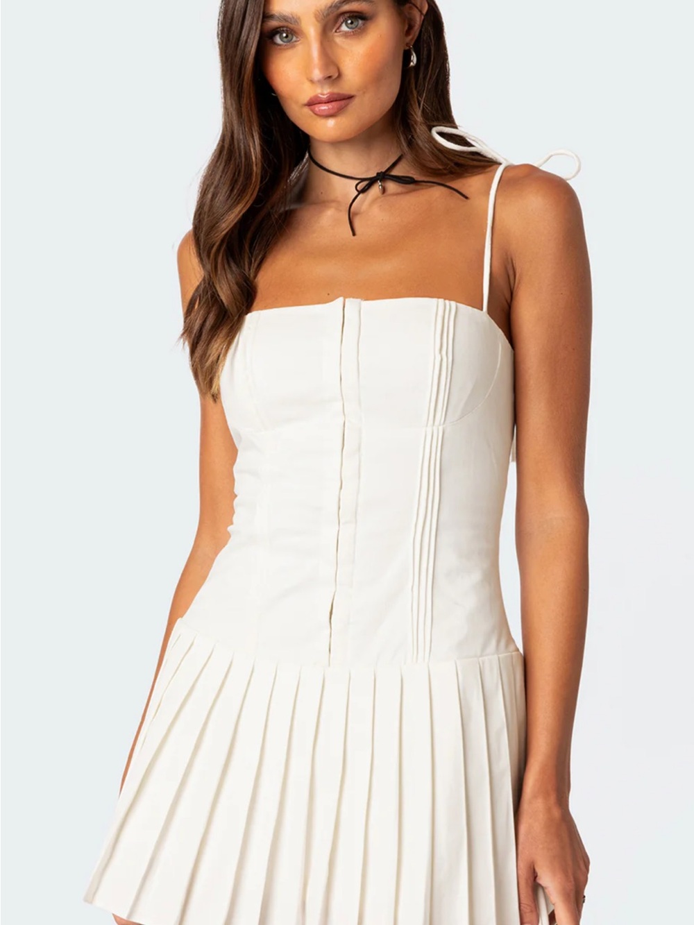 Edikted Corset Top Pleated Bottom Mini Dress